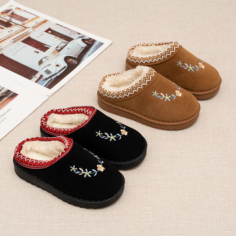 Embroidery Online - Toddler Kids Floral Embroidery Winter Slippers
