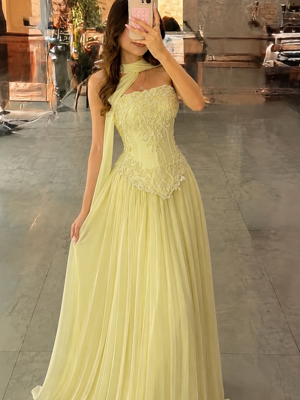 Customized Sexy Yellow Lace Co - Embroidery Yellow Dress recension och pris