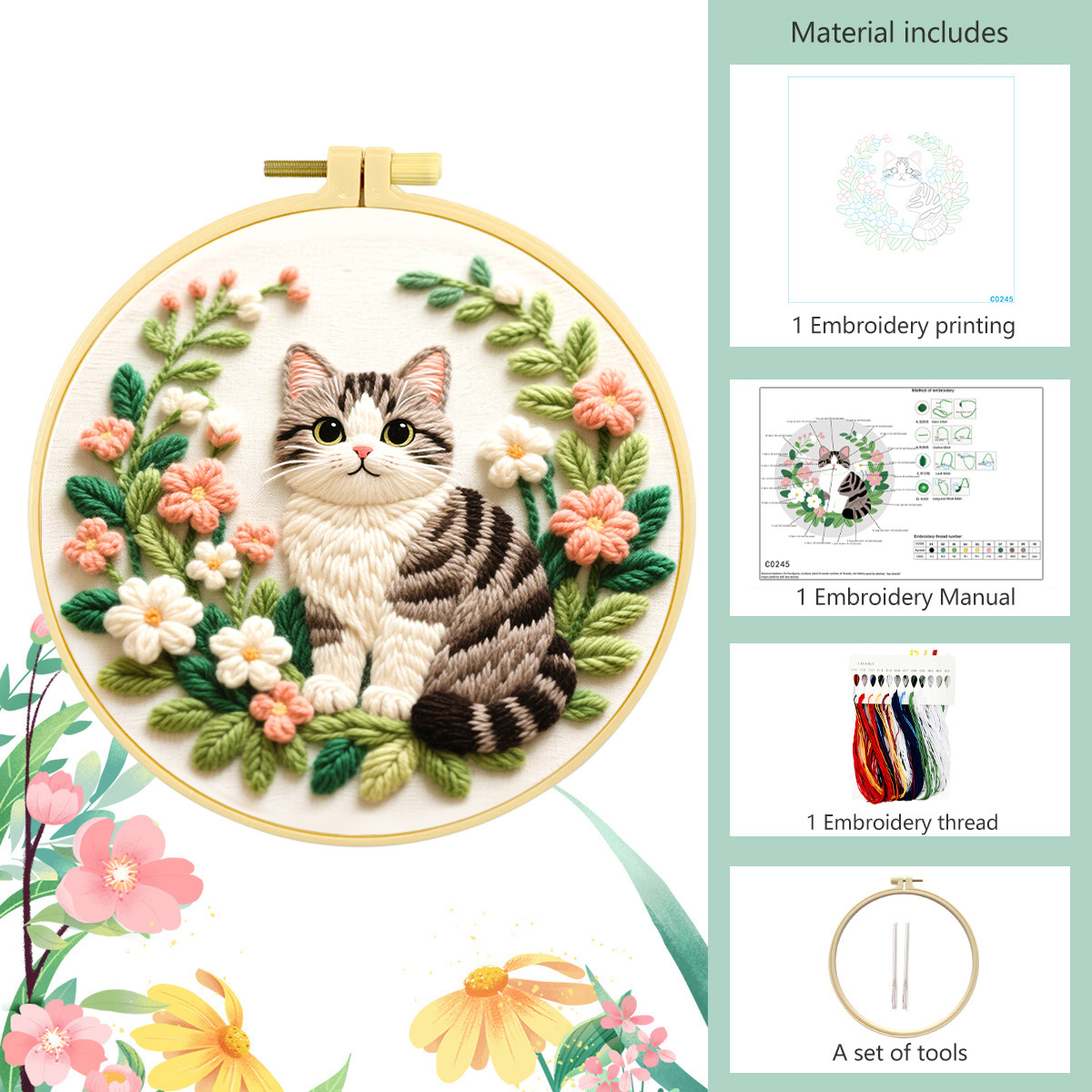DIY Hand Embroidery Set, Grey  - Embroidery Meaning recension och pris