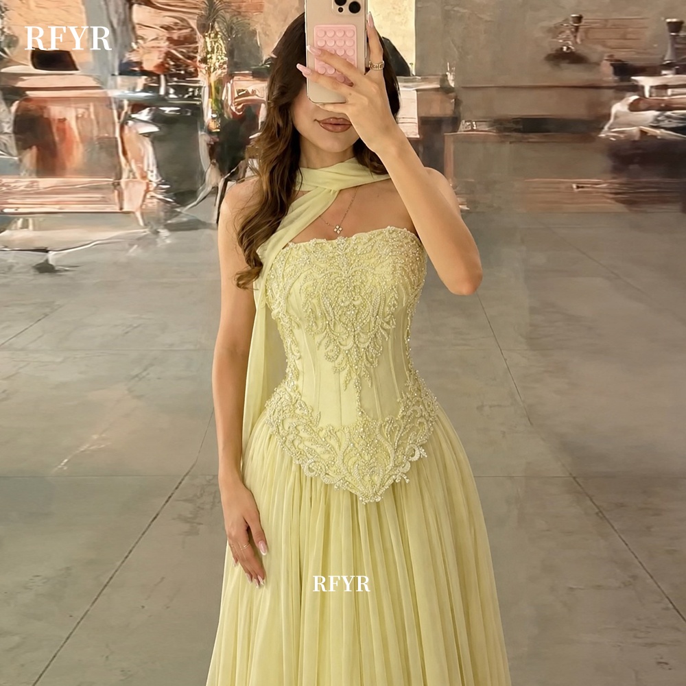 RFYR Yellow Prom Dress with La - Embroidery Yellow Dress recension och pris
