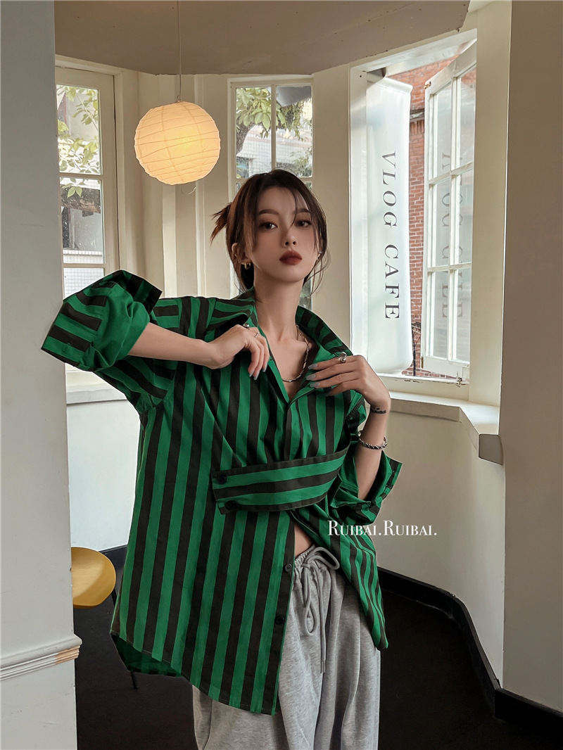 Korean striped shirt with asym - Embroidery Online recension och pris