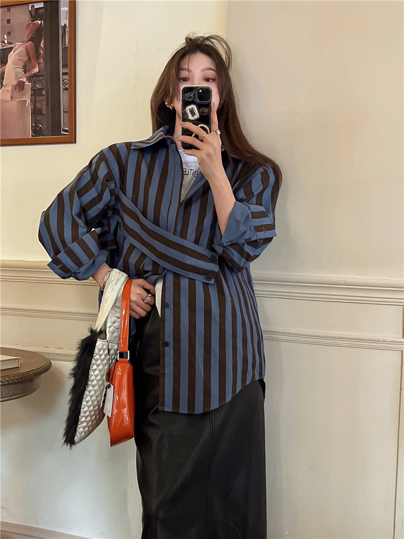 Korean striped shirt with asym - Embroidery Online recension och pris