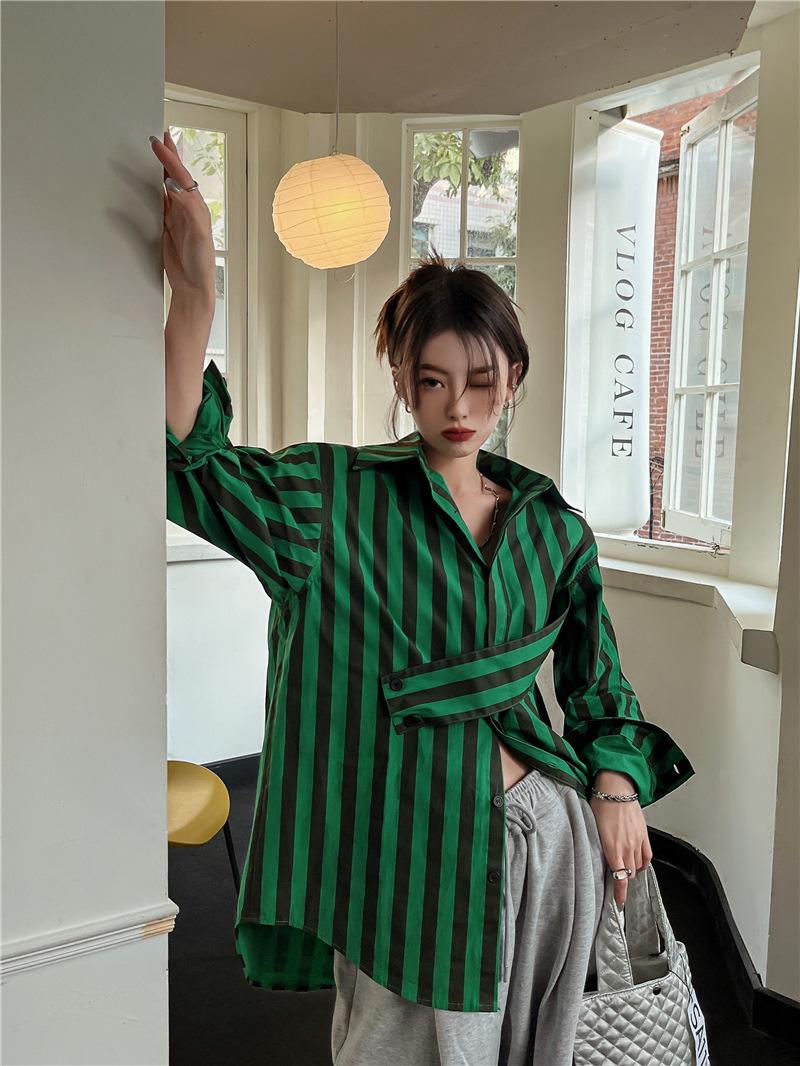 Korean striped shirt with asym - Embroidery Online recension och pris